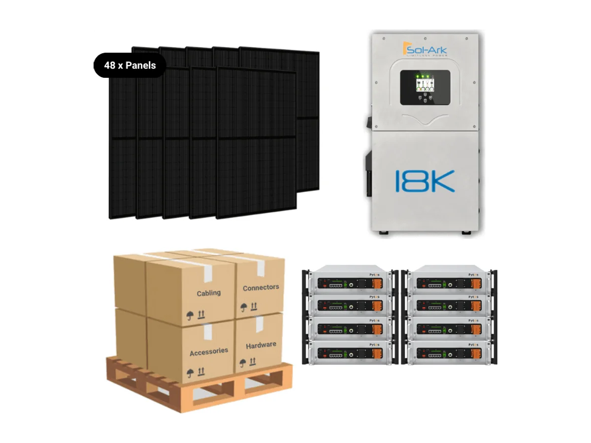 21.1kW Complete Solar Kit - Sol-Ark 18K Inverter - 28-40kWh Lithium Battery [ELITE PRO]