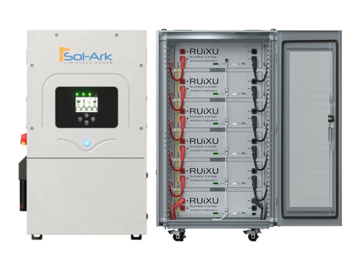 Sol-Ark RUIXU Bundle – 12K-2P Hybrid Inverter RX-LFP48100 Server Rack Battery