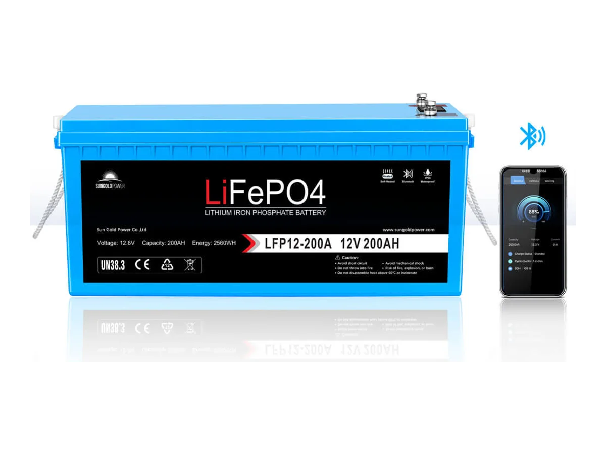 12V 100Ah/ 200Ah LiFePo4 Deep Cycle Lithium Battery Bluetooth / Self-Heating / IP65