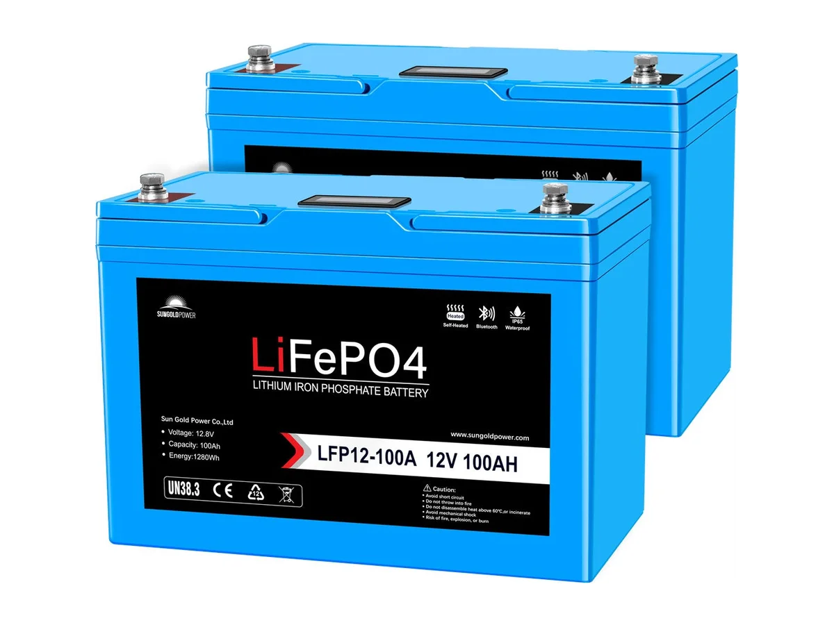 2 X 12V 100AH LiFePO4 Deep Cycle Lithium Battery / Bluetooth /Self-heating / IP65