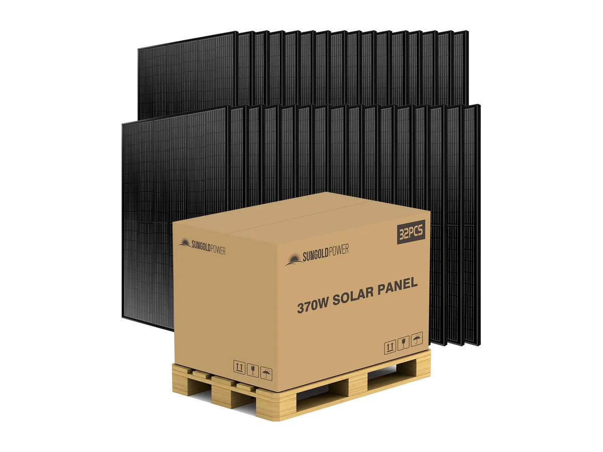 370W MONO BLACK PERC SOLAR PANEL FULL PALLET (32 PANELS) UL 61730