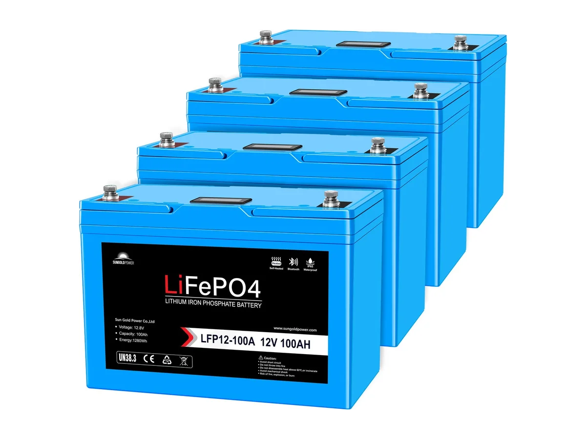 4 X 12V 100AH LiFePO4 Deep Cycle Lithium Battery / Bluetooth /Self-heating / IP65