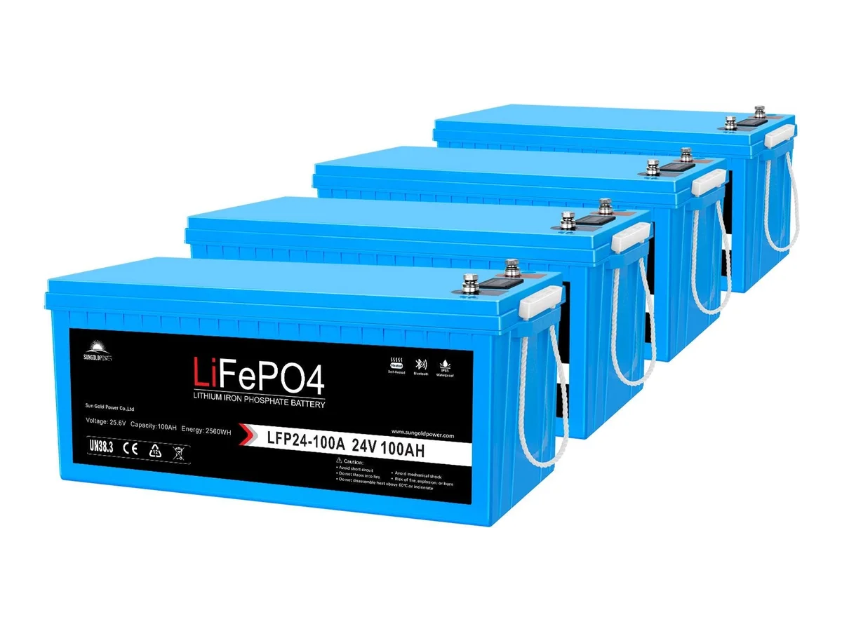 4 X 24V 100Ah LiFePo4 Deep Cycle Lithium Battery Bluetooth / Self-Heating / IP65