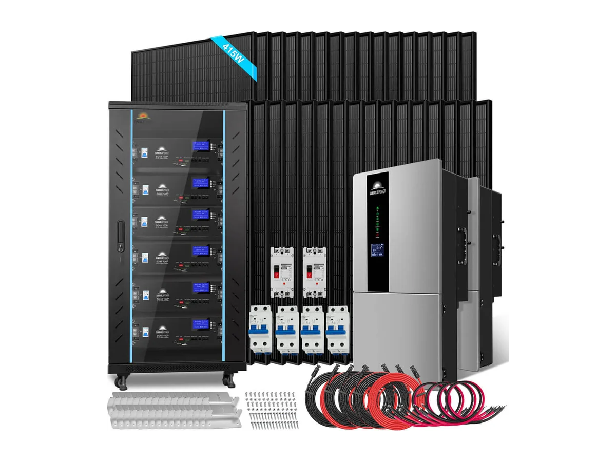 Hybrid Solar Kit 15.2KW 48V Split Phase 30.72 KWH Lithium Battery 32 X 415 Watt Solar Panel (Optional) SGH-7.6DN6E