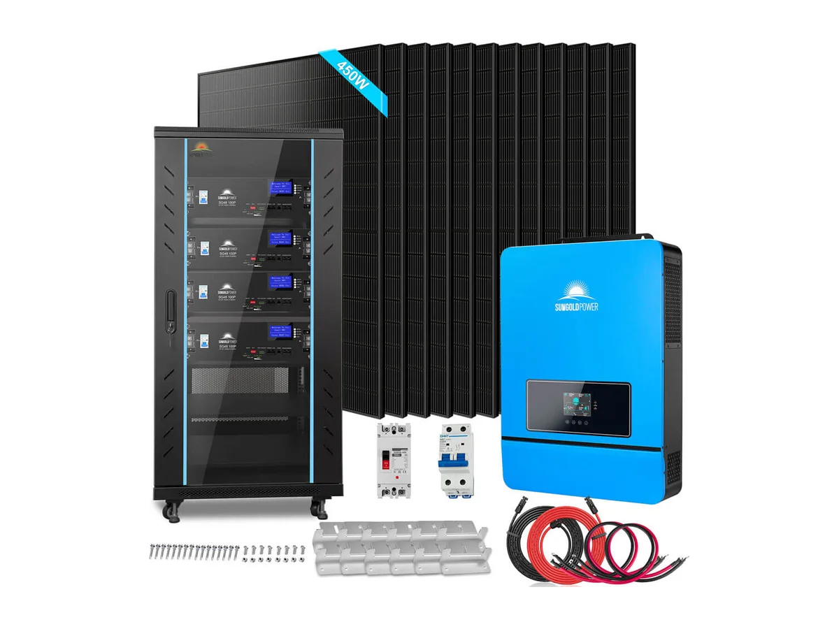Off-Grid Solar Kit 10KW 48VDC 120V/240V LifePo4 20.48KWH Lithium Battery 12 X 450 Watts Solar Panels SGR-10K20E