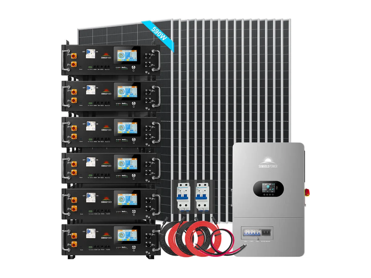 Off-Grid Solar Kit 12000W 48VDC 120/240VAC 30.72KWH Lithium Battery 16 X 590 Watts Solar Panels FR-12K30CP/ FR-12K30CE