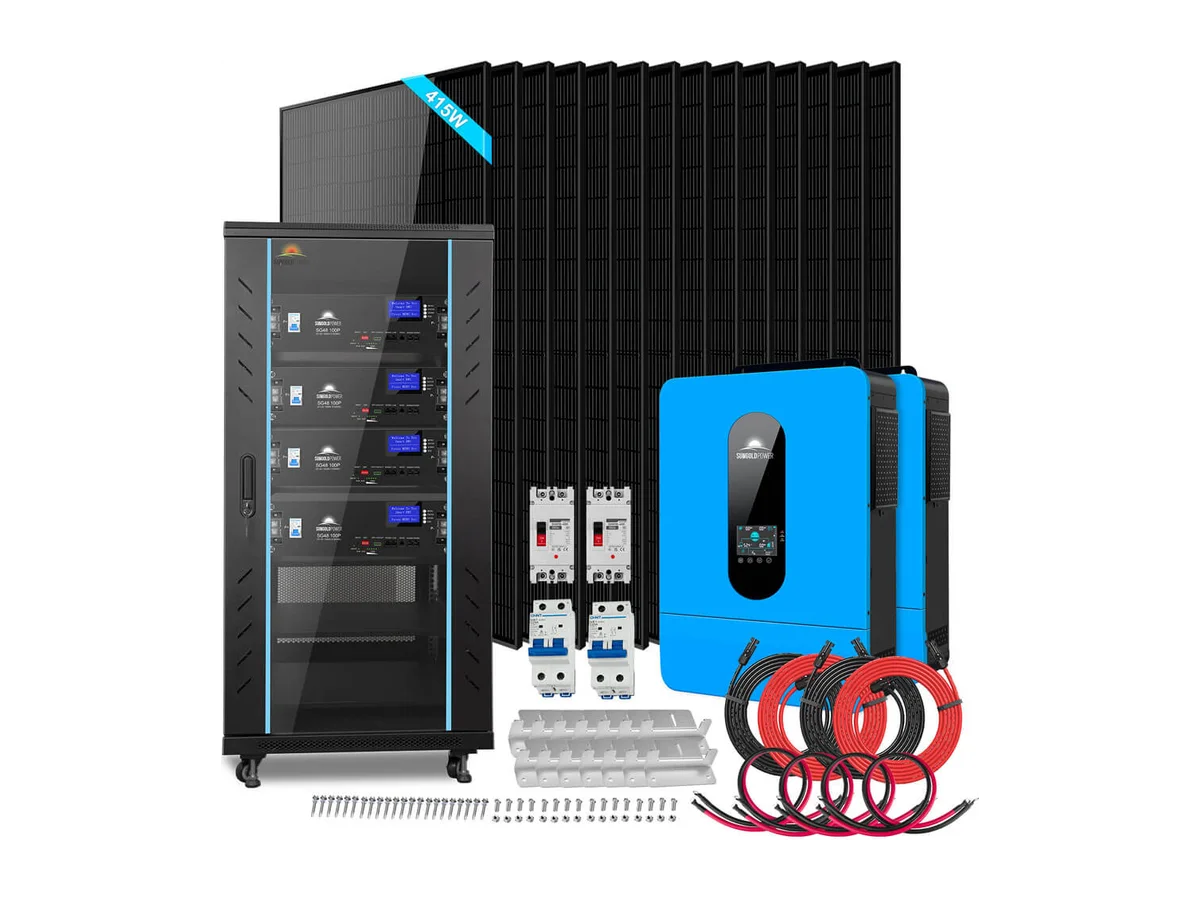 Off-Grid Solar Kit 13000W 48VDC 120V/240V LifePo4 20.48KWH Lithium Battery 14 X 415 Watts Solar Panels SGR-13KM