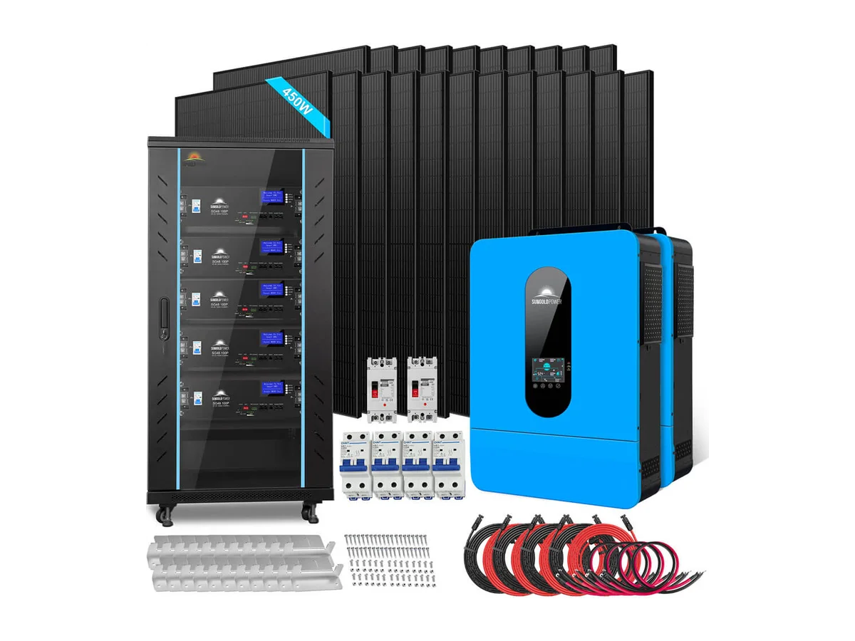 Off Grid Solar Kit 13000W 48VDC 120V/240KWH LiV LifePo4 25.6KWH Lithium Battery 22 X 450 Watts Solar Panels SGR-13K25E