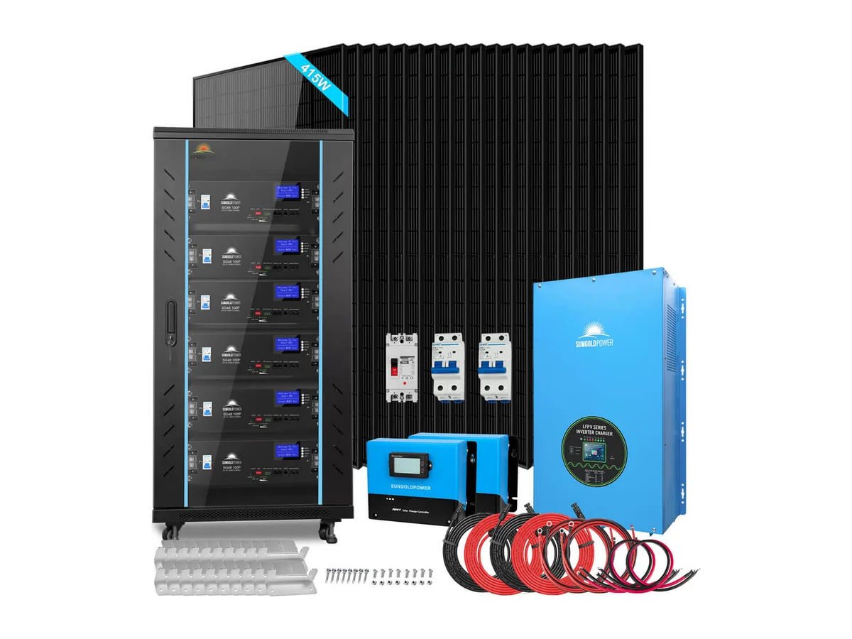 Off-Grid Solar Kit 15000W 48VDC 120V/240V LifePo4 30.72KWH Lithium Battery 20 X 415 Watts Solar Panels SGR-15K20E