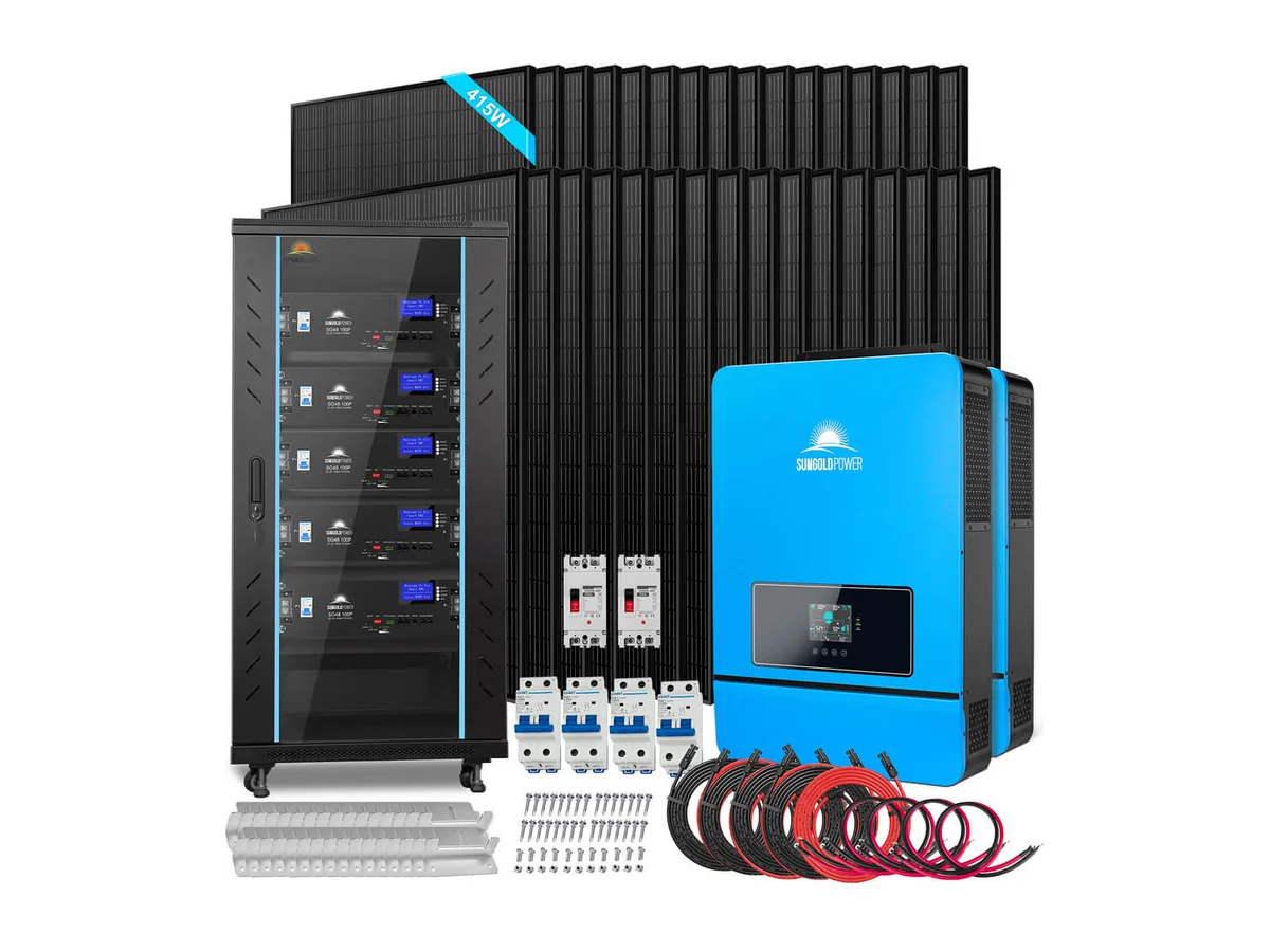 OFF GRID SOLAR KIT 16KW 48VDC 120V/240V LIFEPO4 25.6KWH LITHIUM BATTERY 32 X 415 WATTS SOLAR PANELS SGR-16K25E
