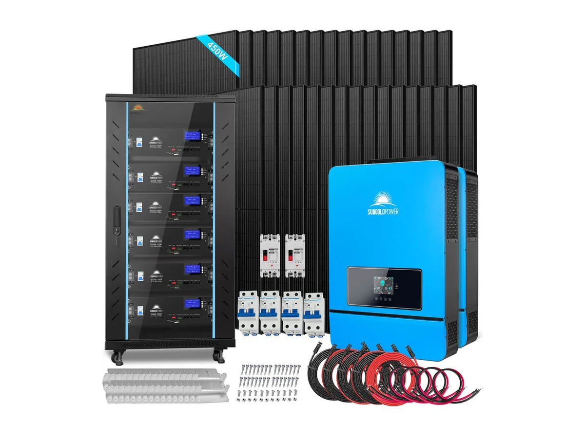 OFF GRID SOLAR KIT 20KW 48VDC 120V/240V LIFEPO4 30.72KWH-32.14KWH LITHIUM BATTERY 32 X 450 WATTS SOLAR PANELS SGR-20K30E