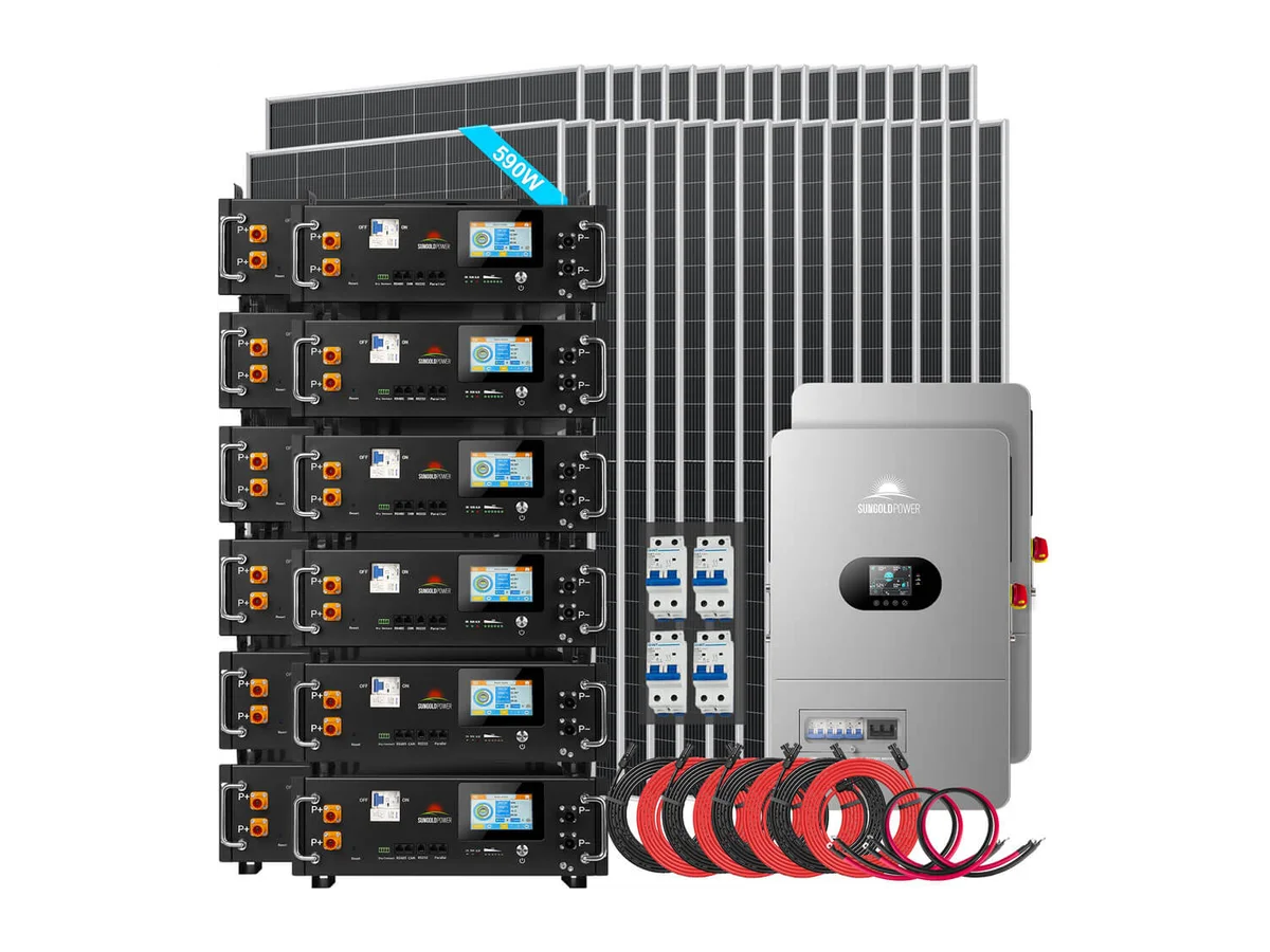 Off-Grid Solar Kit 24KW 48VDC 120/240VAC 61.44KWH-64.28KWH Lithium Battery 31 X 590 Watts Solar Panels FR-24K60CP/ FR-24K64PM