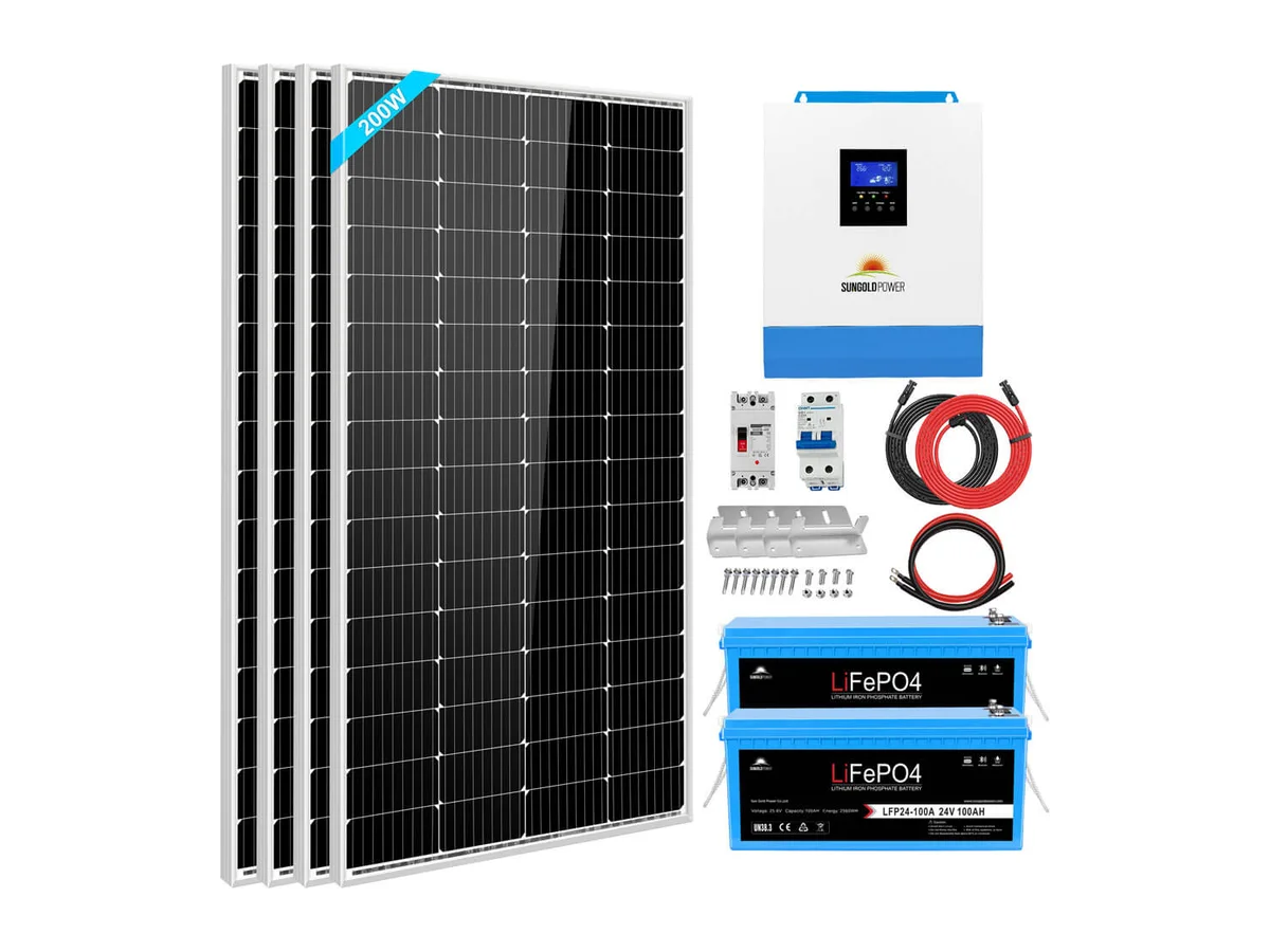 Solar Kit 3000W 24V Inverter 120V output Lithium Battery 800 Watt Solar Panel SGKT-3PRO