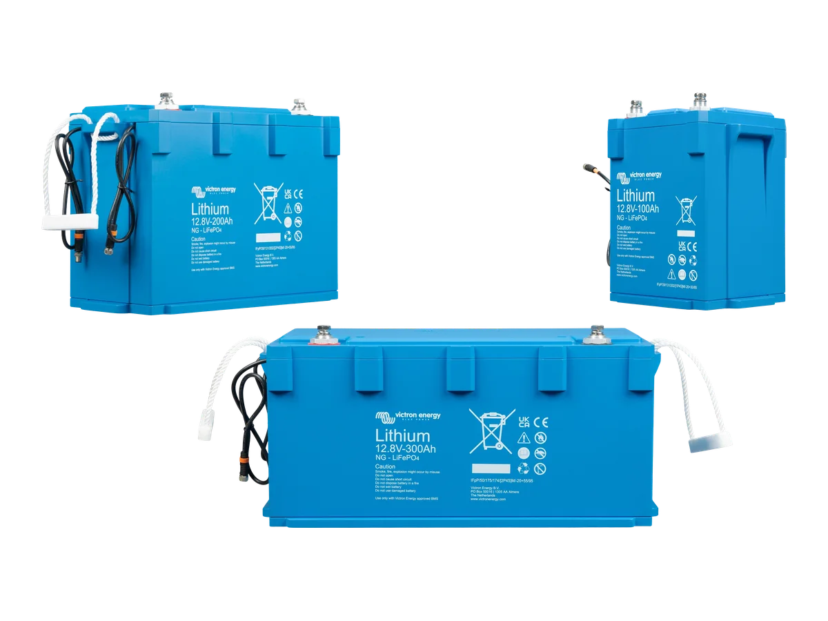 Victron Energy 12.8V Lithium NG LiFePO4 Battery, Available in 100Ah, 200Ah, or 300Ah Capacities, Stackable up to 50 Batteries