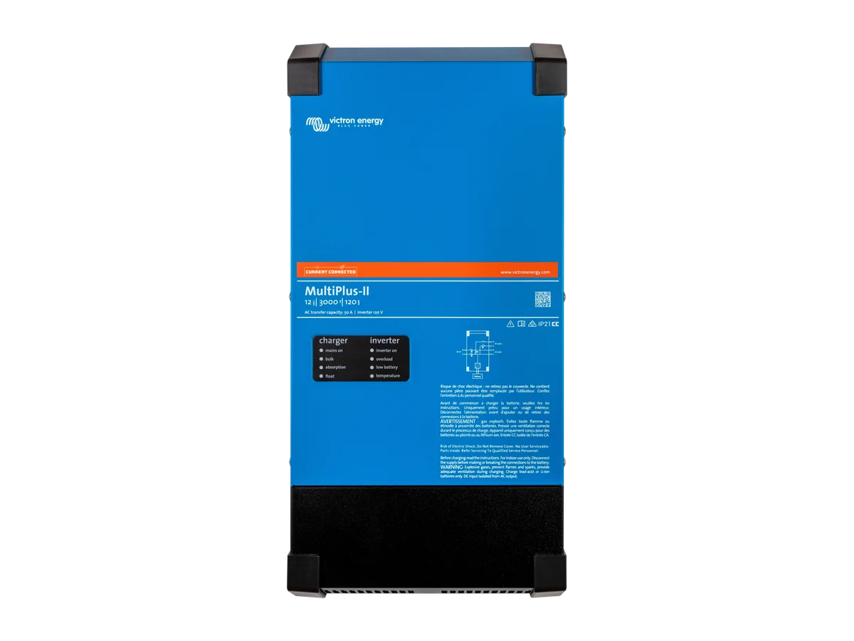 Victron Energy MultiPlus-II 12V 3kVA 120V AC Output Inverter, 120A Battery Charger, UL 458 & UL 1741 Inverter