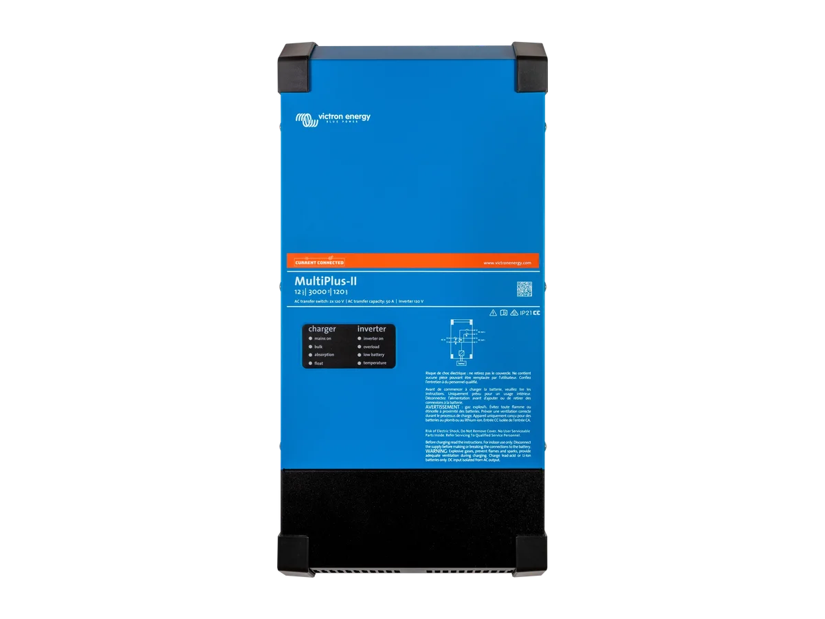 Victron Energy MultiPlus-II 12V 3kVA 2x120V Inverter 120A Battery Charger, 120/240V Passthrough, UL 458 Inverter
