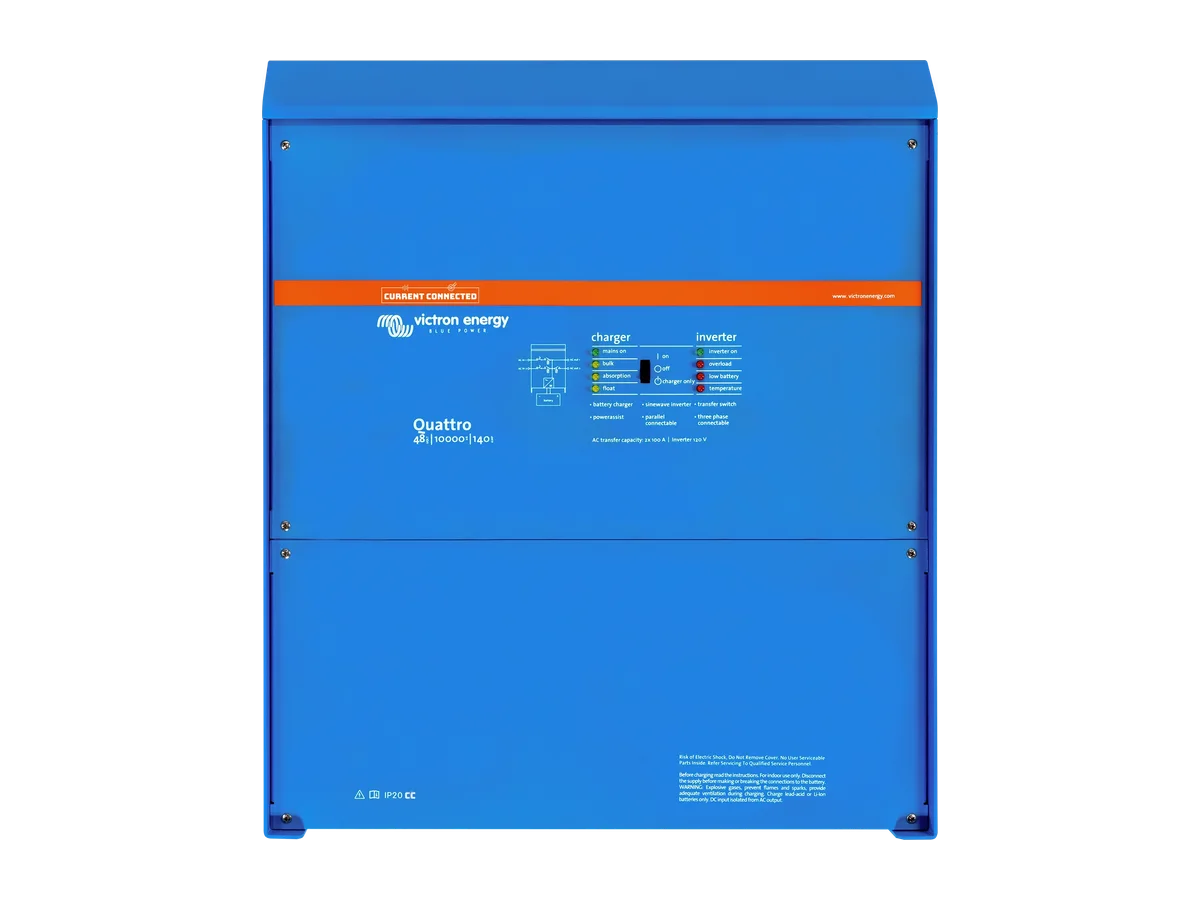 Victron Energy Quattro 48V 10kVA 120V Inverter 140A Charger, UL 1741 Residential Low Frequency Inverter