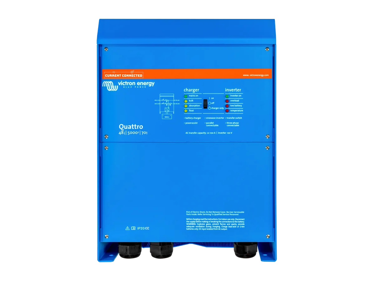 Victron Energy Quattro 48V 5kVA 120V Inverter 70A Charger, UL 1741 Residential Low Frequency Inverter