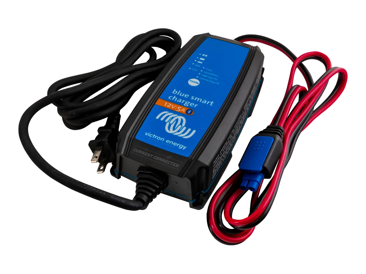 Victron Blue Smart IP65 Battery Charger for 12V Lithium and Lead-Acid Batteries, 120Vac Power Input with NEMA 1-15 Plug