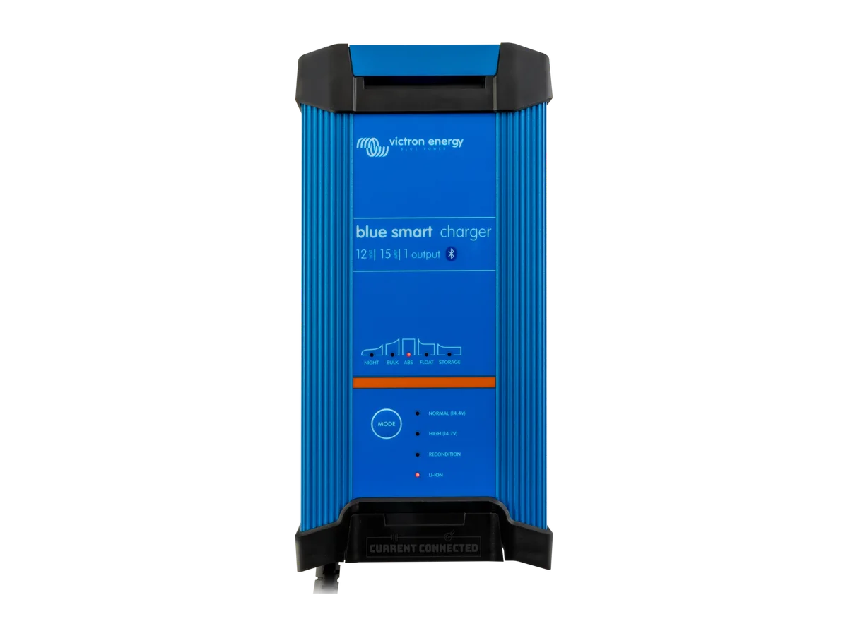 Victron Energy Blue Smart IP22 Battery Charger 12V, 15A and 30A Options, Bluetooth, LiFePO4 and Lead-Acid, 6-Stage Adaptive, NEMA 5-15 Plug (120VAC)