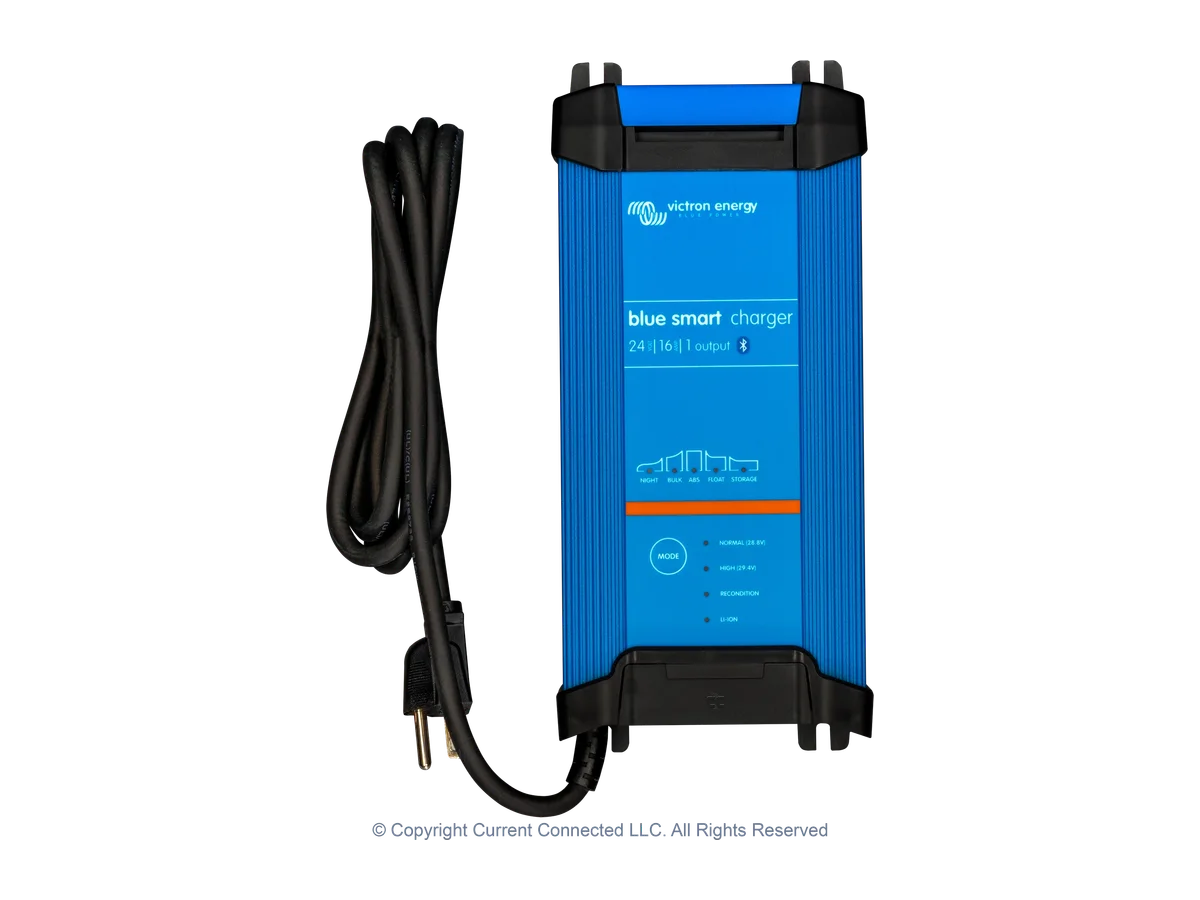 Victron Energy Blue Smart IP22 Battery Charger 24V/16A, Lithium and Lead-Acid Battery Charger, 120Vac Charger with NEMA 5-15P Plug