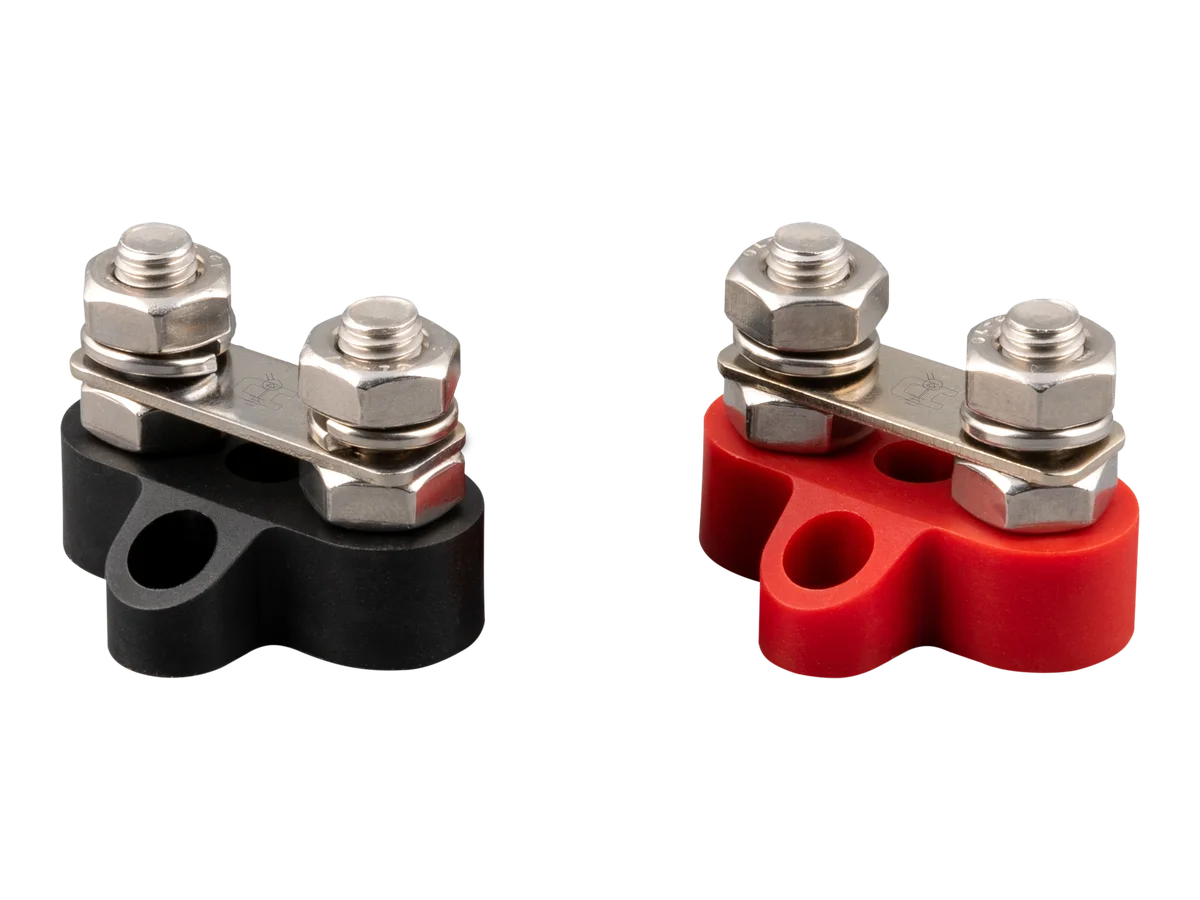 Victron Energy 150A Dual Terminal Stud M8 Busbar Power Distribution Blocks, Black and Red Set