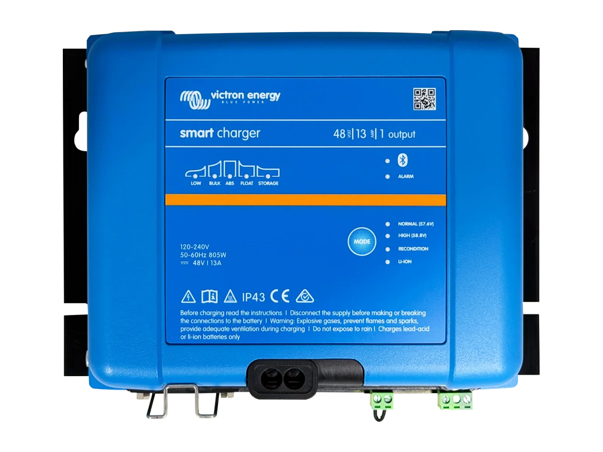 Victron Energy Smart IP43 Charger 48/13 Single Output, 120-240V Input, 48V Battery Charger and DC Power Supply, 13A Charge Current